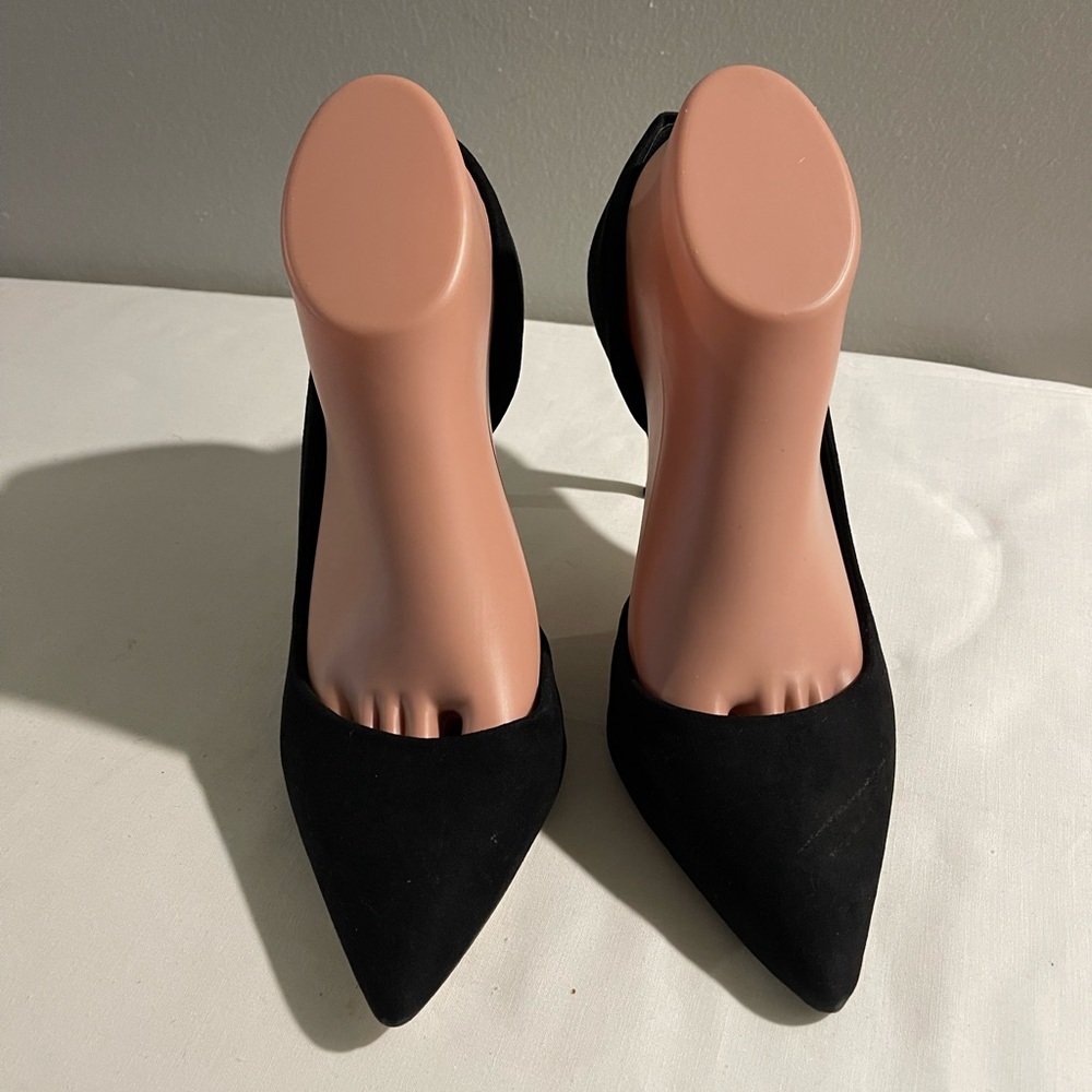 ALDO Black Suede Leather And Gold Plated Heels Shoes